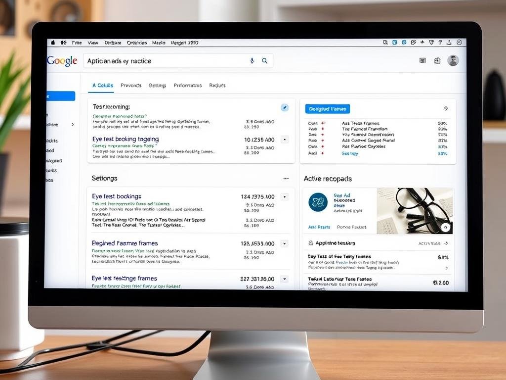Google Ads campaign dashboard for an optician showing successful ad performance Google Ads campaign dashboard for an optician showing successful ad performance