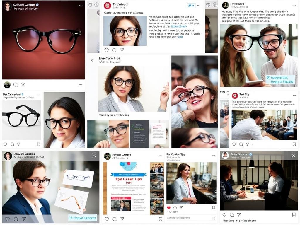Optician's engaging social media content showcasing eyewear and eye care tips Optician's engaging social media content showcasing eyewear and eye care tips