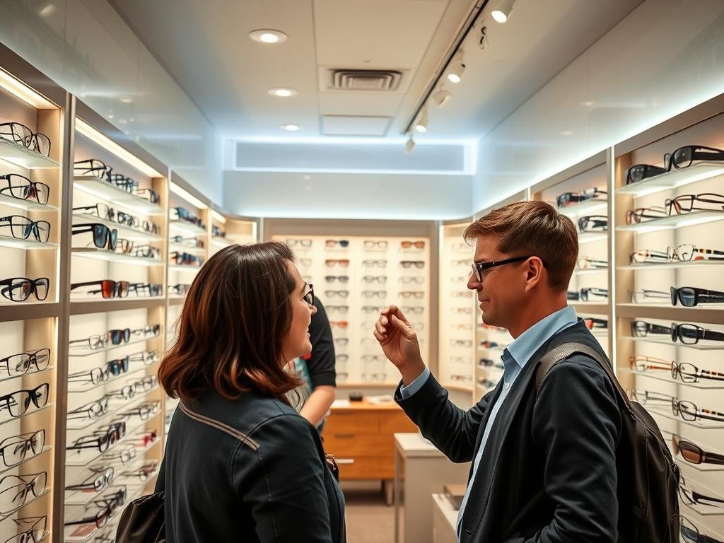 Professional photos of an optical store interior showing eyewear displays Professional photos of an optical store interior showing eyewear displays
